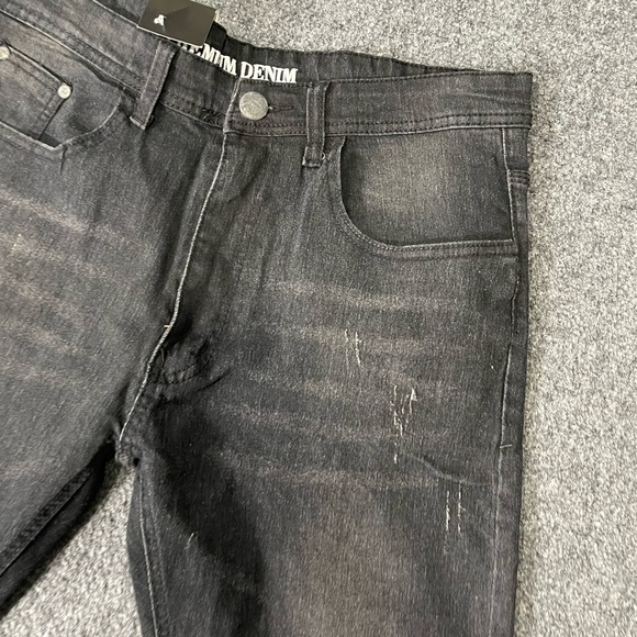 NWT Premium Denim Men's Washed Black Skinny-Fit Stretch Jeans Sz 34/32 - Picture 8 of 14